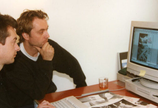 Gerard Jan van Leeuwen en Bert Viel Groninger Ontwerpers in de studio aan Lage der A 13 Groningen